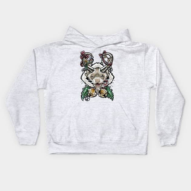 Krampus Ferret - Black Outlined Version Kids Hoodie by Nat Ewert Art